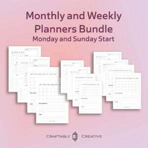 Weekly and Monthly Printable Planners Bundle